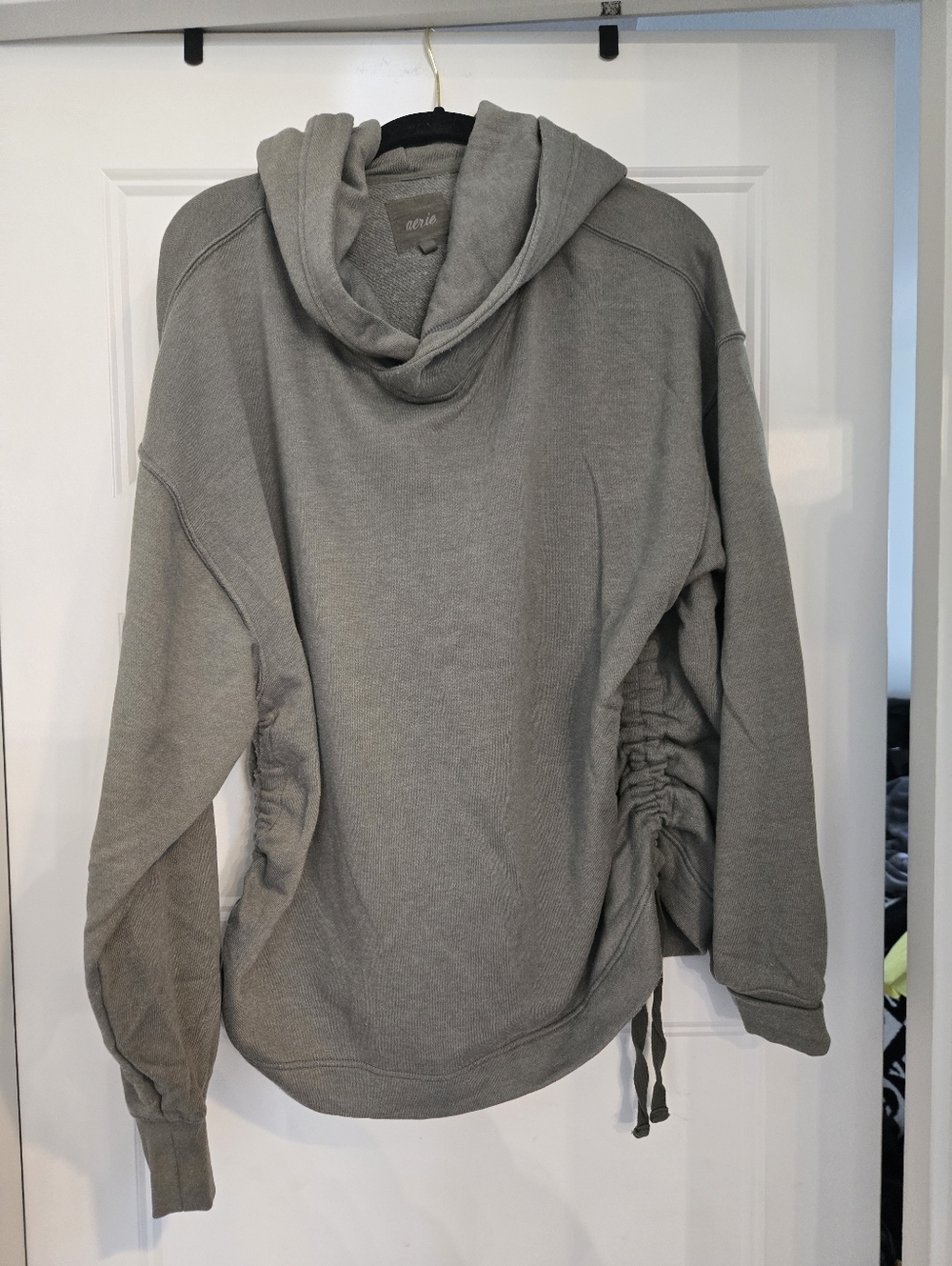 Aerie Olive Green Hoodie With Adjustable Rouched Sides. Size XL